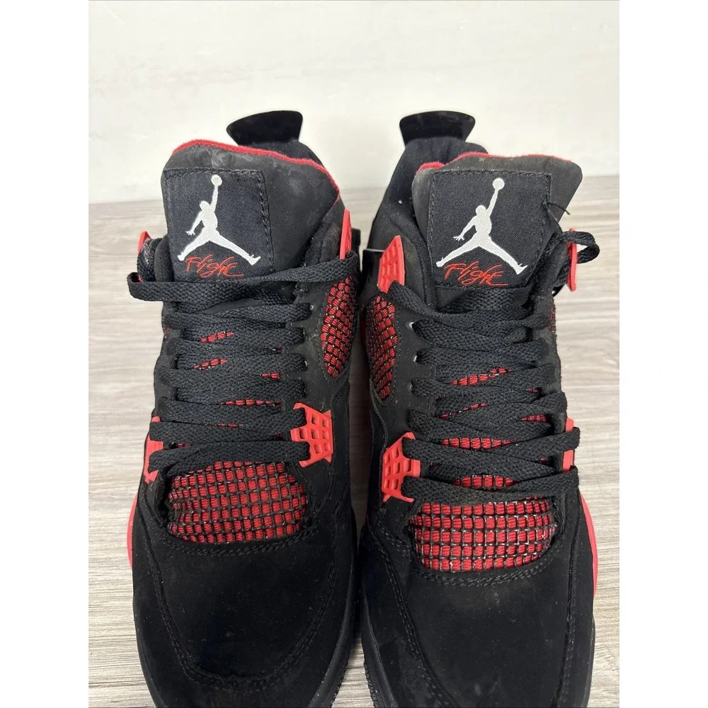 Jordan Air Jordan 4 Retro Mid Top Sneakers Black/White/Red 136013-088 SZ 10